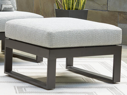 Beachloft Outdoor Ottoman with Cushion - P490-814 - product view or room setting; only outdoor ottoman included (supplier image 2)