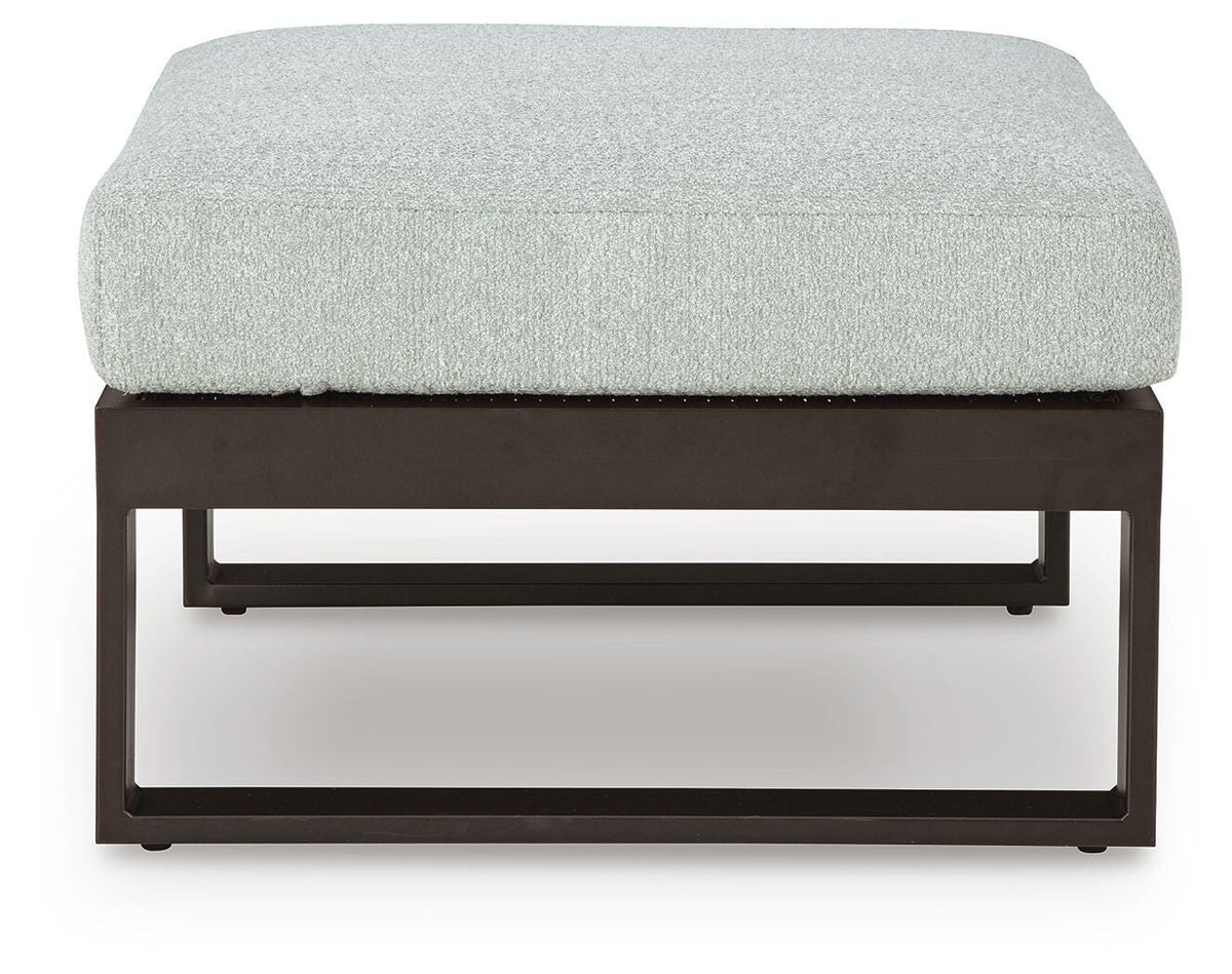 Beachloft Outdoor Ottoman with Cushion - P490-814 - product view or room setting; only outdoor ottoman included (supplier image 3)