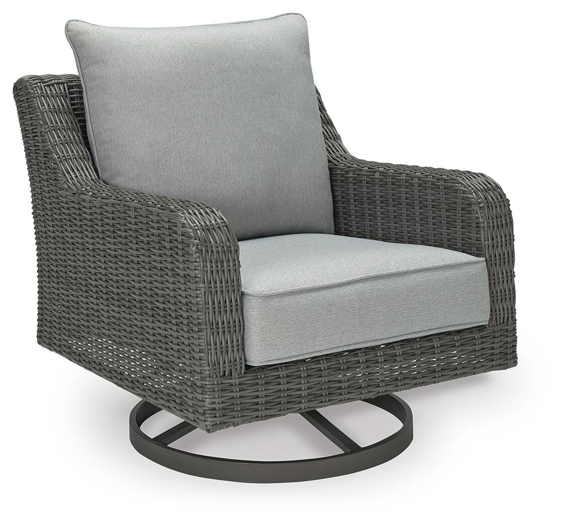 Elite Park Outdoor Swivel Lounge with Cushion - P518-821 - product view or room setting; only outdoor lounge chair included (supplier image 1)