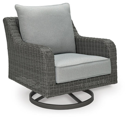 Elite Park Outdoor Swivel Lounge with Cushion - P518-821 - product view or room setting; only outdoor lounge chair included (supplier image 1)