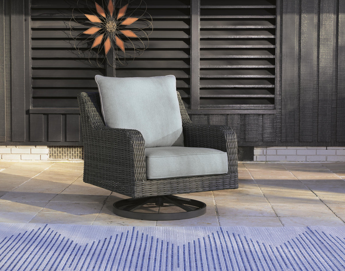 Elite Park Outdoor Swivel Lounge with Cushion - P518-821 - product view or room setting; only outdoor lounge chair included (supplier image 2)