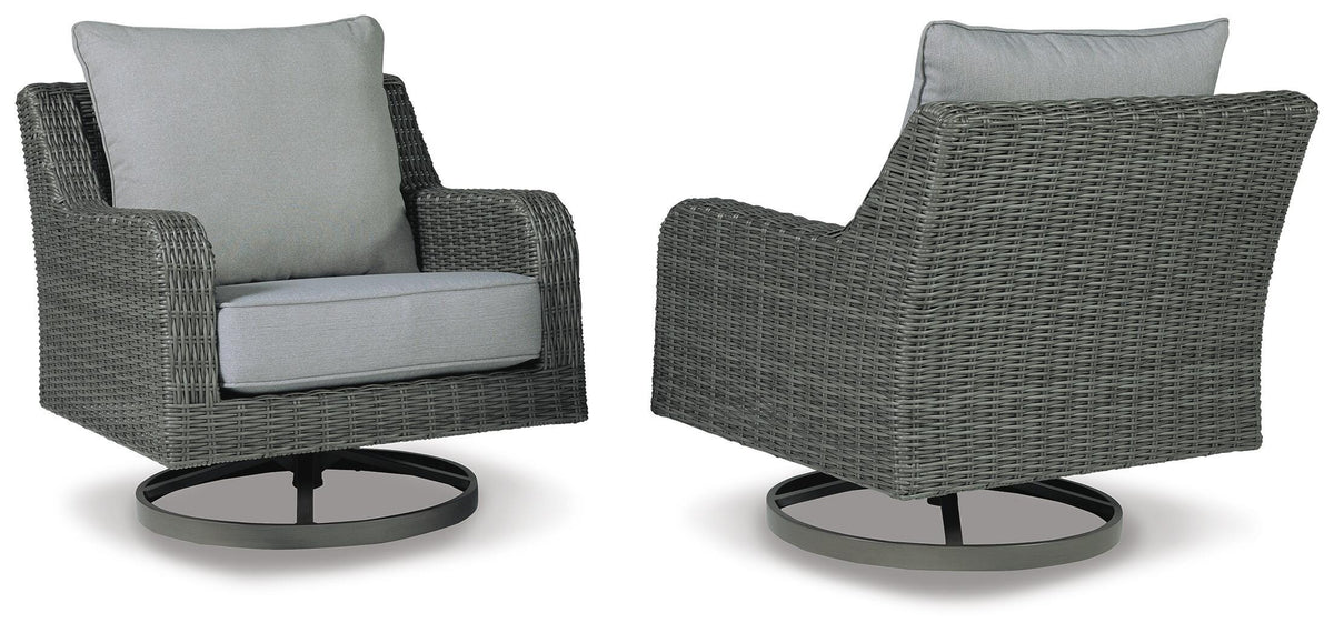 Elite Park Outdoor Swivel Lounge with Cushion - P518-821 - product view or room setting; only outdoor lounge chair included (supplier image 3)