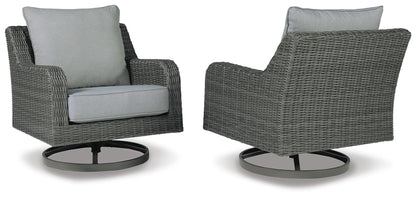 Elite Park Outdoor Swivel Lounge with Cushion - P518-821 - product view or room setting; only outdoor lounge chair included (supplier image 3)