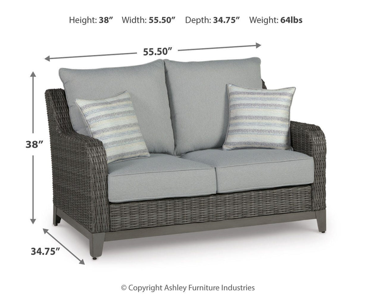 Elite Park Outdoor Loveseat with Cushion - P518-835 - approximate manufacturer dimensions (supplier image 7)