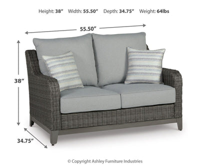 Elite Park Outdoor Loveseat with Cushion - P518-835 - approximate manufacturer dimensions (supplier image 7)