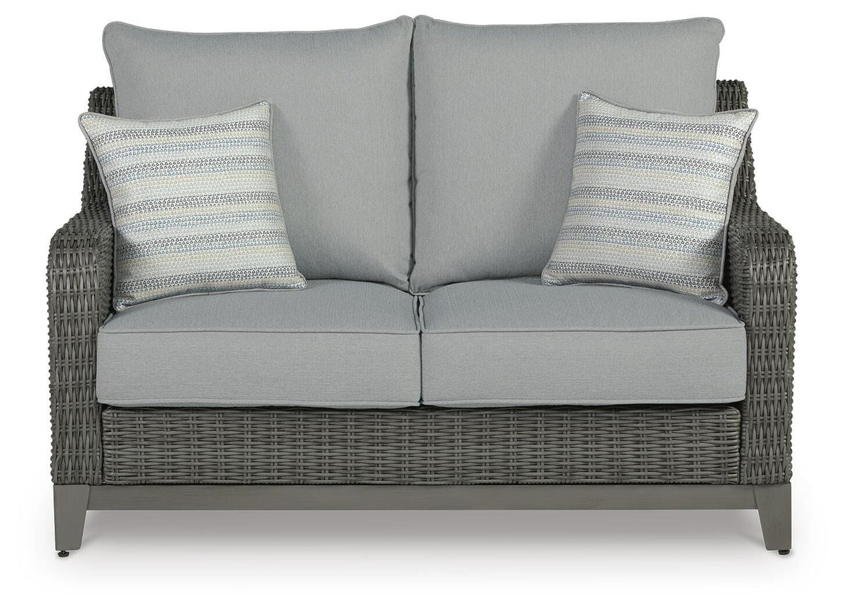 Elite Park Outdoor Loveseat with Cushion - P518-835 - product view or room setting; only outdoor loveseat included (supplier image 3)