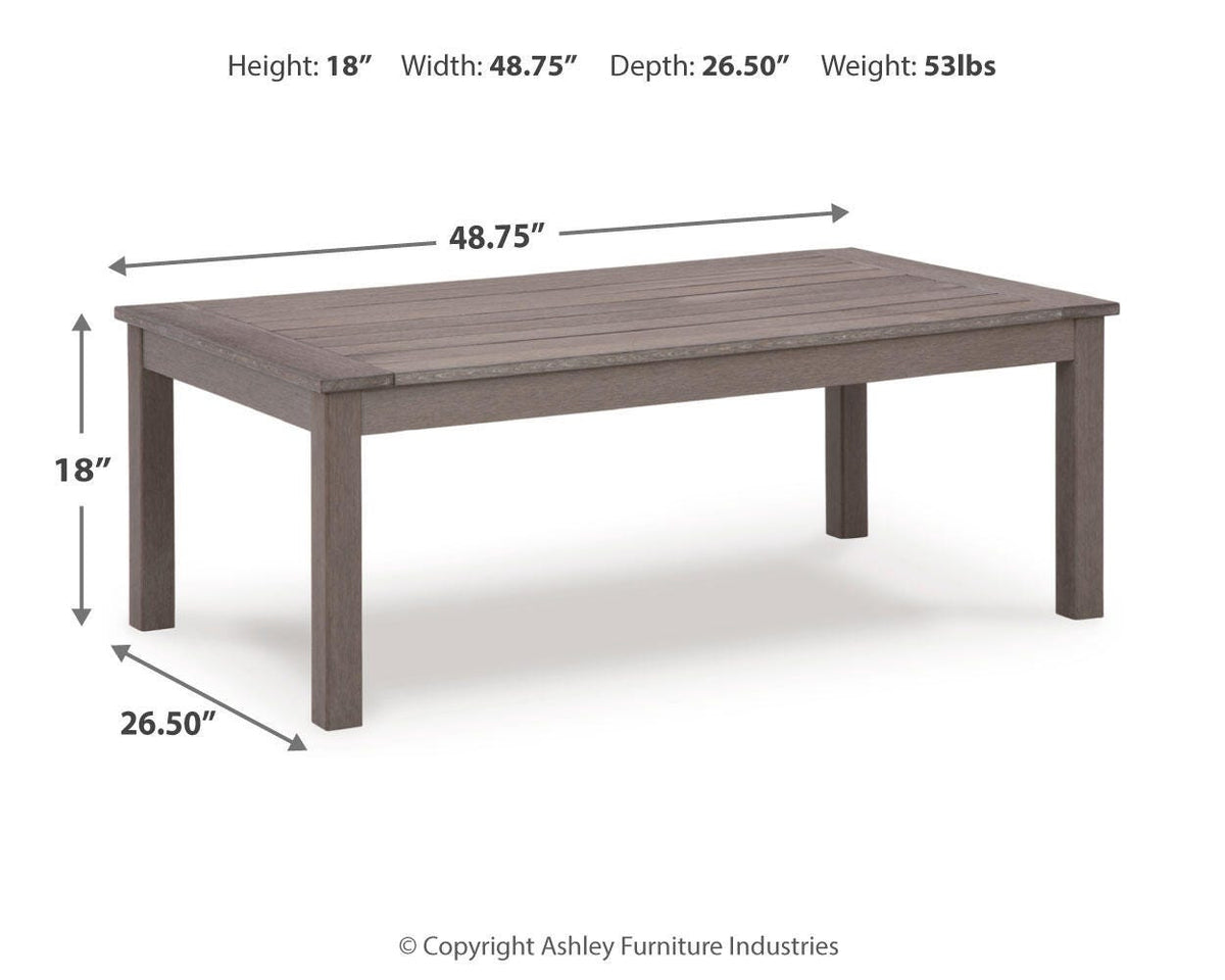 Hillside Barn Outdoor Coffee Table - P564-701 - approximate manufacturer dimensions (supplier image 8)