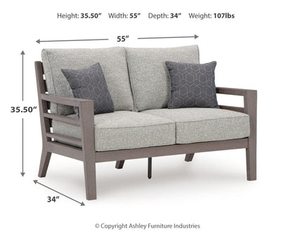 Hillside Barn Outdoor Loveseat with Cushion - P564-835 - approximate manufacturer dimensions (supplier image 8)
