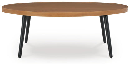 Horizon Hall Outdoor Coffee Table - P572-701 - product view or room setting; only outdoor coffee table included (supplier image 3)