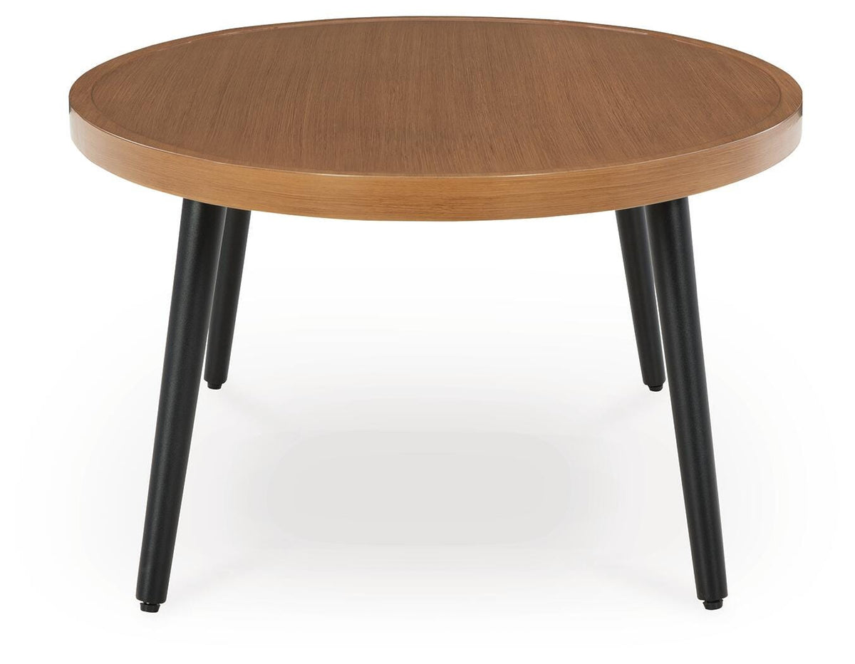 Horizon Hall Outdoor Coffee Table - P572-701 - product view or room setting; only outdoor coffee table included (supplier image 4)