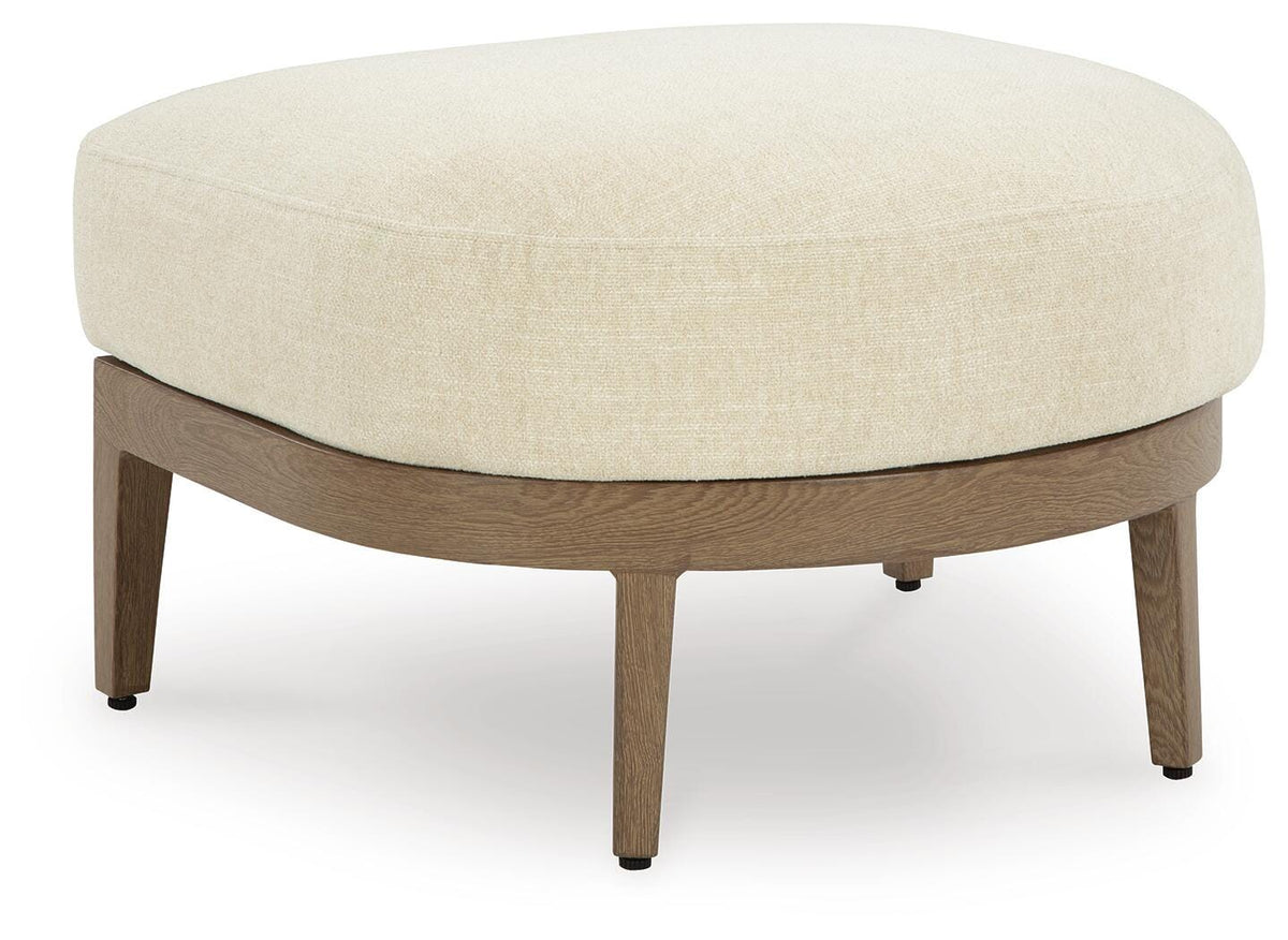Serene Bay Outdoor Ottoman with Cushion - P671-814 - product view or room setting; only outdoor ottoman included (supplier image 1)