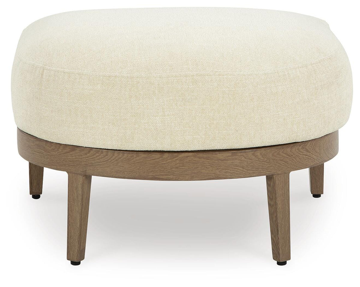 Serene Bay Outdoor Ottoman with Cushion - P671-814 - product view or room setting; only outdoor ottoman included (supplier image 3)