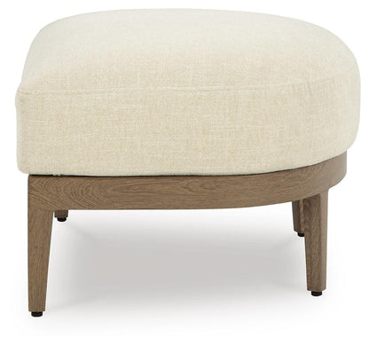 Serene Bay Outdoor Ottoman with Cushion - P671-814 - product view or room setting; only outdoor ottoman included (supplier image 4)