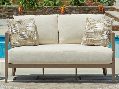 Serene Bay Outdoor Loveseat with Cushion - P671-835 - product view or room setting; only outdoor loveseat included (supplier image 2)