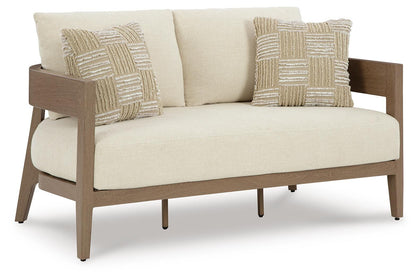 Serene Bay Outdoor Loveseat with Cushion - P671-835 - product view or room setting; only outdoor loveseat included (supplier image 1)