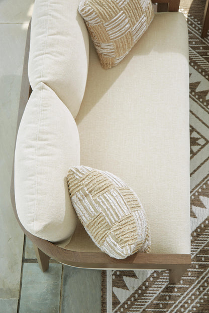 Serene Bay Outdoor Loveseat with Cushion - P671-835 - product view or room setting; only outdoor loveseat included (supplier image 7)