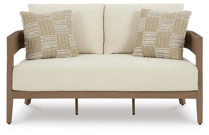 Serene Bay Outdoor Loveseat with Cushion - P671-835 - product view or room setting; only outdoor loveseat included (supplier image 3)