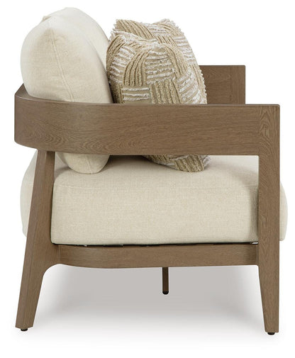 Serene Bay Outdoor Loveseat with Cushion - P671-835 - product view or room setting; only outdoor loveseat included (supplier image 4)