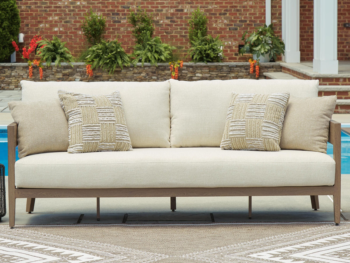 Serene Bay Outdoor Sofa with Cushion - P671-838 - product view or room setting; only outdoor sofa included (supplier image 2)