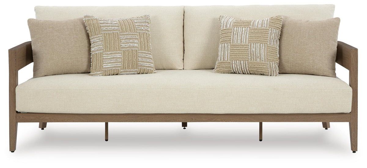 Serene Bay Outdoor Sofa with Cushion - P671-838 - product view or room setting; only outdoor sofa included (supplier image 3)