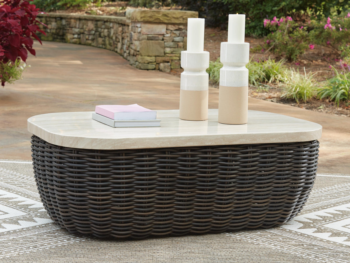 Kimora Outdoor Coffee Table - P711-701 - product view or room setting; only outdoor coffee table included (supplier image 2)