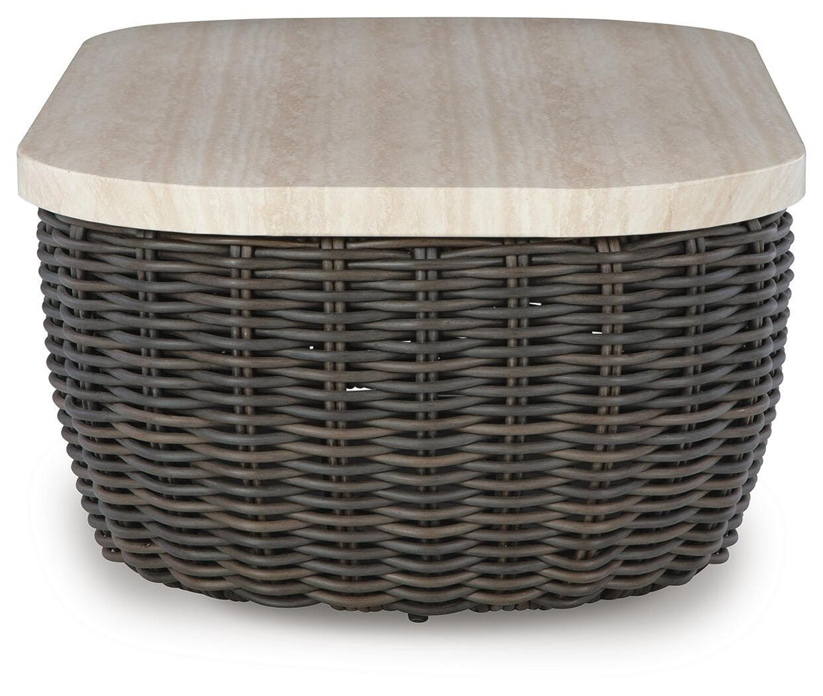 Kimora Outdoor Coffee Table - P711-701 - product view or room setting; only outdoor coffee table included (supplier image 4)