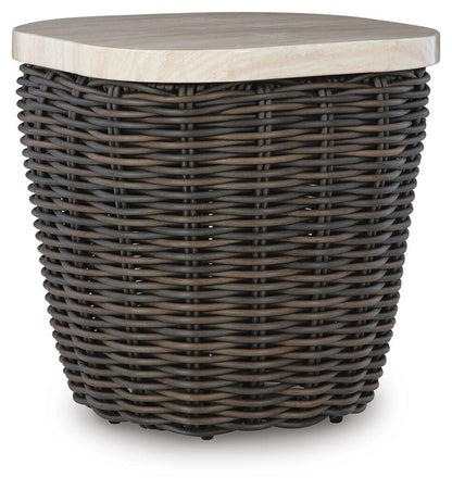 Kimora Outdoor End Table - P711-702 - product view or room setting; only outdoor end table included (supplier image 1)