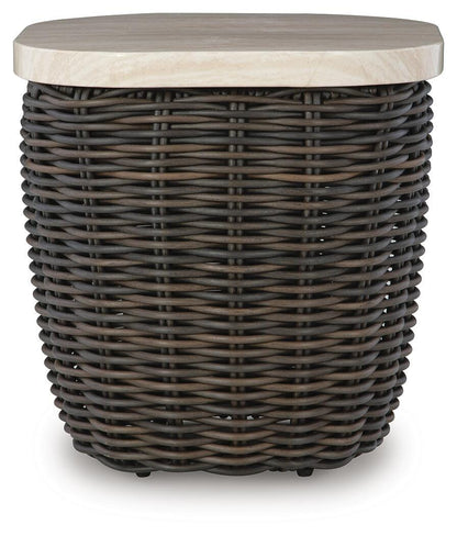 Kimora Outdoor End Table - P711-702 - product view or room setting; only outdoor end table included (supplier image 3)