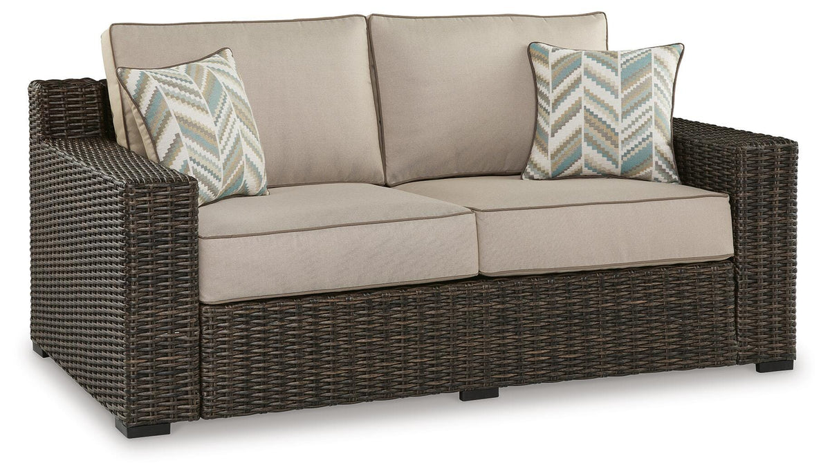 Coastline Bay Outdoor Loveseat with Cushion - P784-835 - product view or room setting; only outdoor loveseat included (supplier image 1)