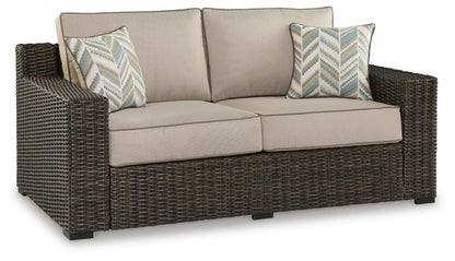 Coastline Bay Outdoor Loveseat with Cushion - P784-835 - product view or room setting; only outdoor loveseat included (supplier image 1)