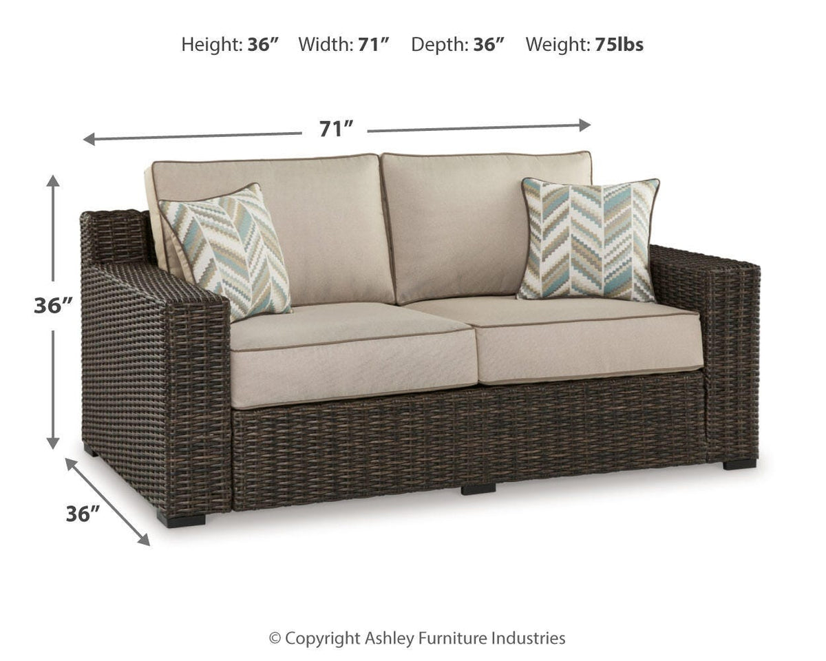 Coastline Bay Outdoor Loveseat with Cushion - P784-835 - approximate manufacturer dimensions (supplier image 8)