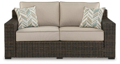 Coastline Bay Outdoor Loveseat with Cushion - P784-835 - product view or room setting; only outdoor loveseat included (supplier image 3)
