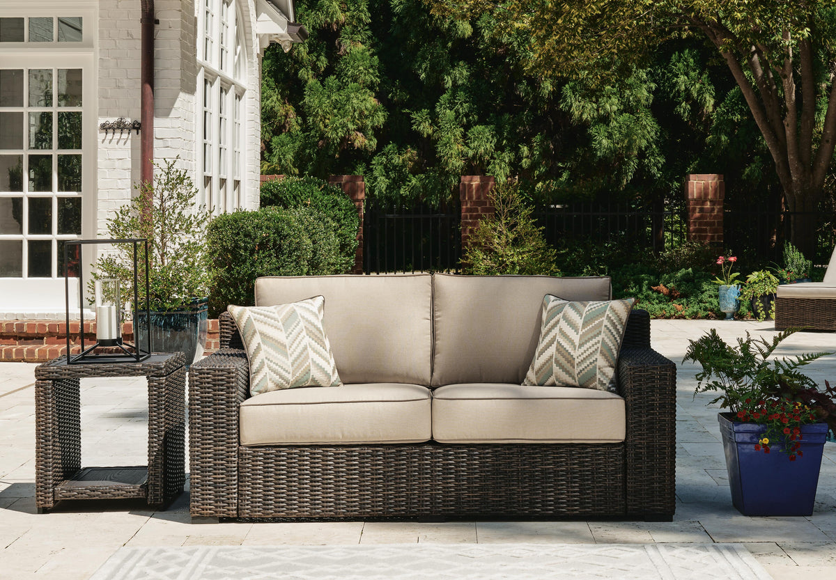 Coastline Bay Outdoor Loveseat with Cushion - P784-835 - product view or room setting; only outdoor loveseat included (supplier image 2)