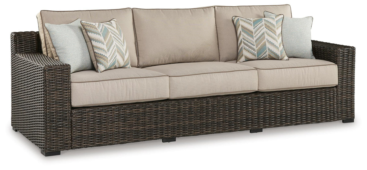 Coastline Bay Outdoor Sofa with Cushion - P784-838 - product view or room setting; only outdoor sofa included (supplier image 1)