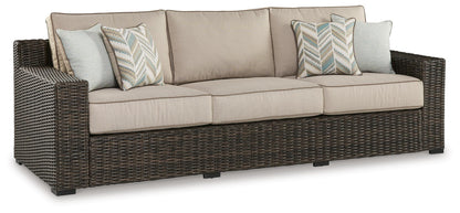 Coastline Bay Outdoor Sofa with Cushion - P784-838 - product view or room setting; only outdoor sofa included (supplier image 1)