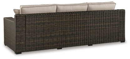 Coastline Bay Outdoor Sofa with Cushion - P784-838 - product view or room setting; only outdoor sofa included (supplier image 5)