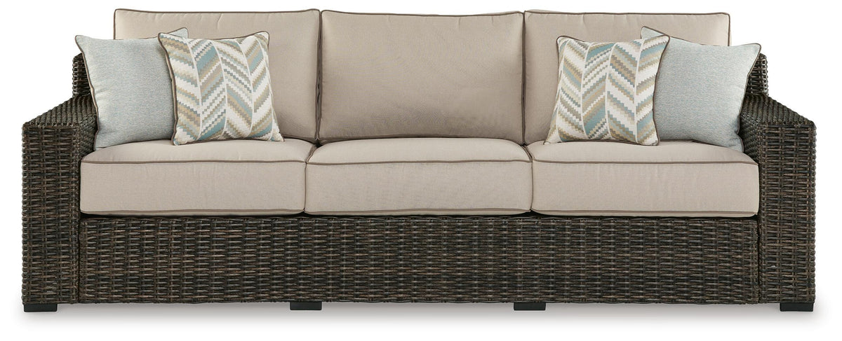 Coastline Bay Outdoor Sofa with Cushion - P784-838 - product view or room setting; only outdoor sofa included (supplier image 3)