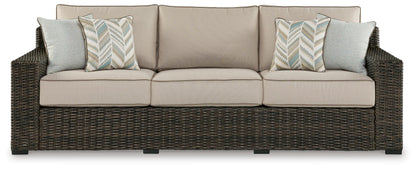 Coastline Bay Outdoor Sofa with Cushion - P784-838 - product view or room setting; only outdoor sofa included (supplier image 3)