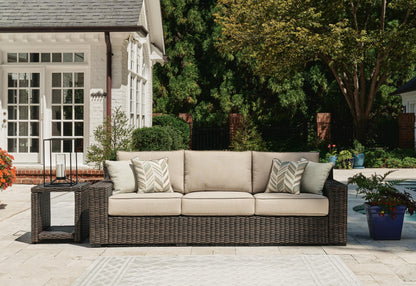 Coastline Bay Outdoor Sofa with Cushion - P784-838 - product view or room setting; only outdoor sofa included (supplier image 2)