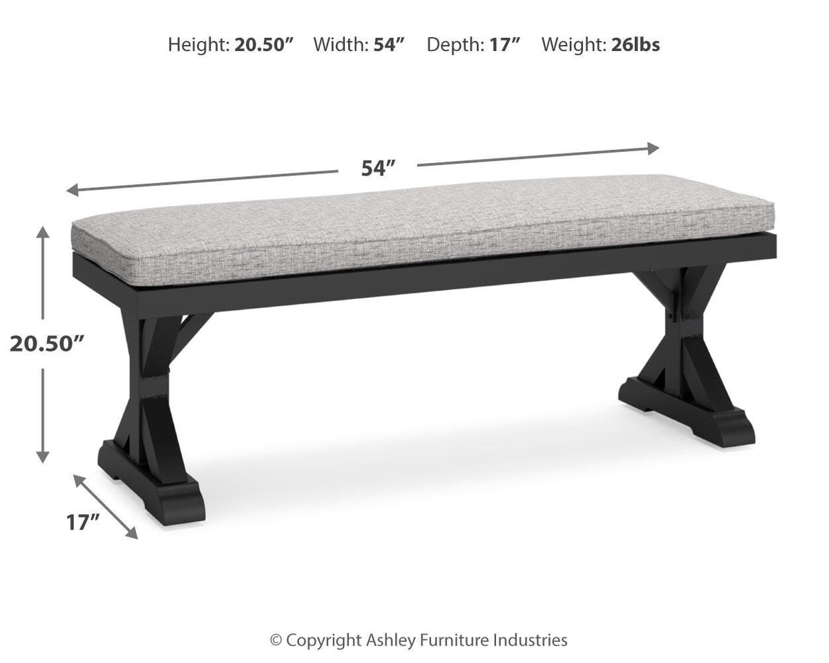 Beachcroft Outdoor Bench with Cushion - P792-600 - approximate manufacturer dimensions (supplier image 10)