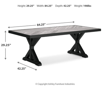 Beachcroft Outdoor Dining Table - P792-625 - approximate manufacturer dimensions (supplier image 12)