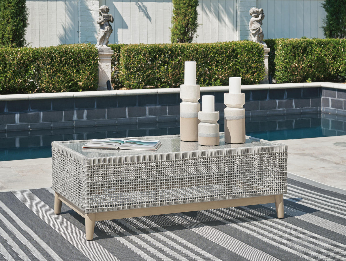 Seton Creek Outdoor Coffee Table - P798-701 - product view or room setting; only outdoor coffee table included (supplier image 2)