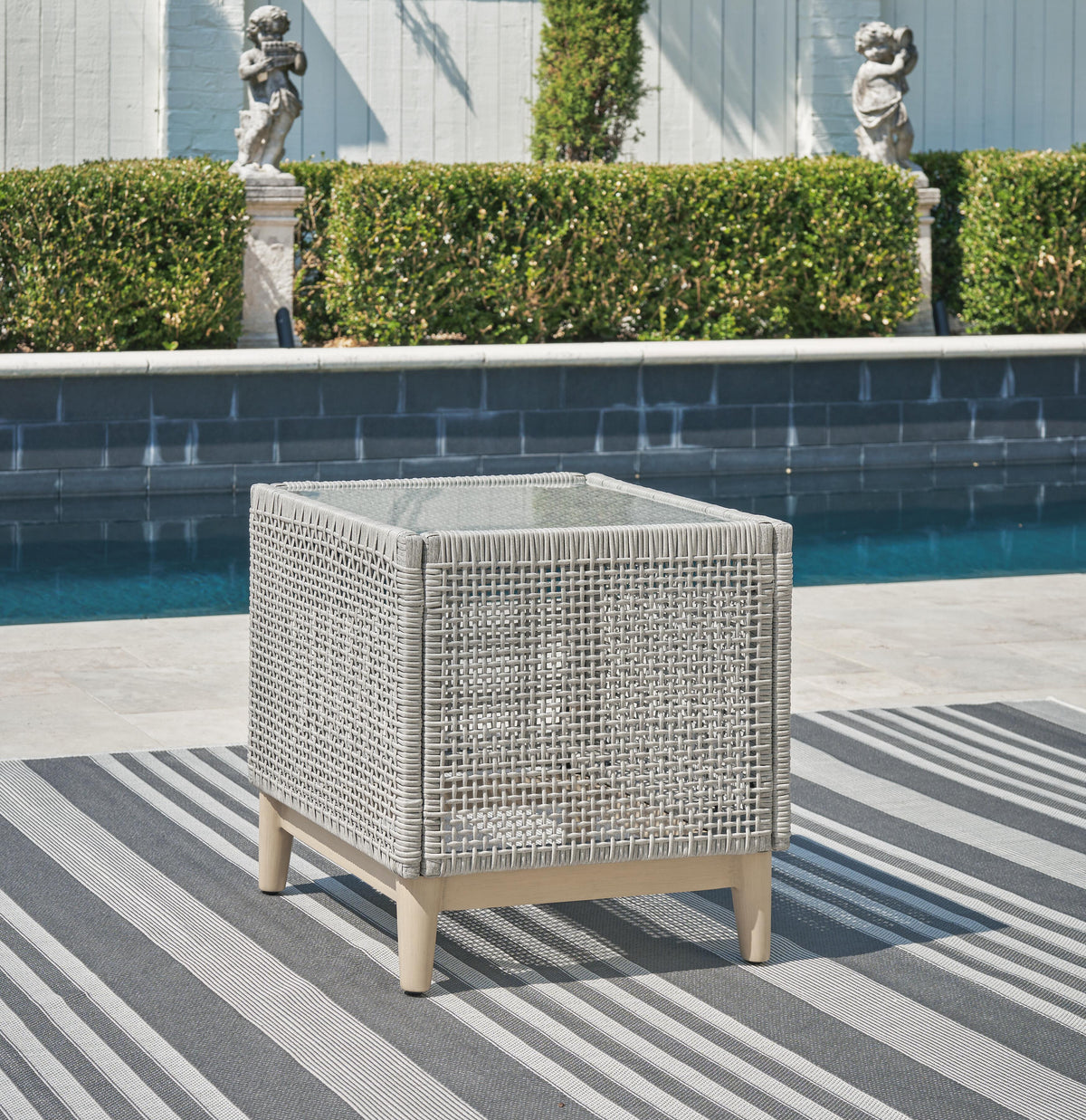 Seton Creek Outdoor End Table - P798-702 - product view or room setting; only outdoor end table included (supplier image 2)