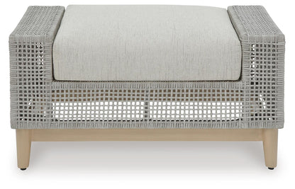 Seton Creek Outdoor Ottoman with Cushion - P798-814 - product view or room setting; only outdoor ottoman included (supplier image 3)