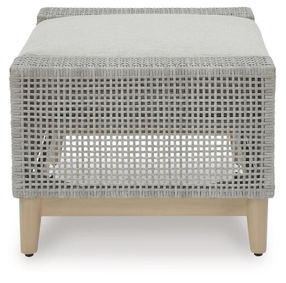 Seton Creek Outdoor Ottoman with Cushion - P798-814 - product view or room setting; only outdoor ottoman included (supplier image 4)