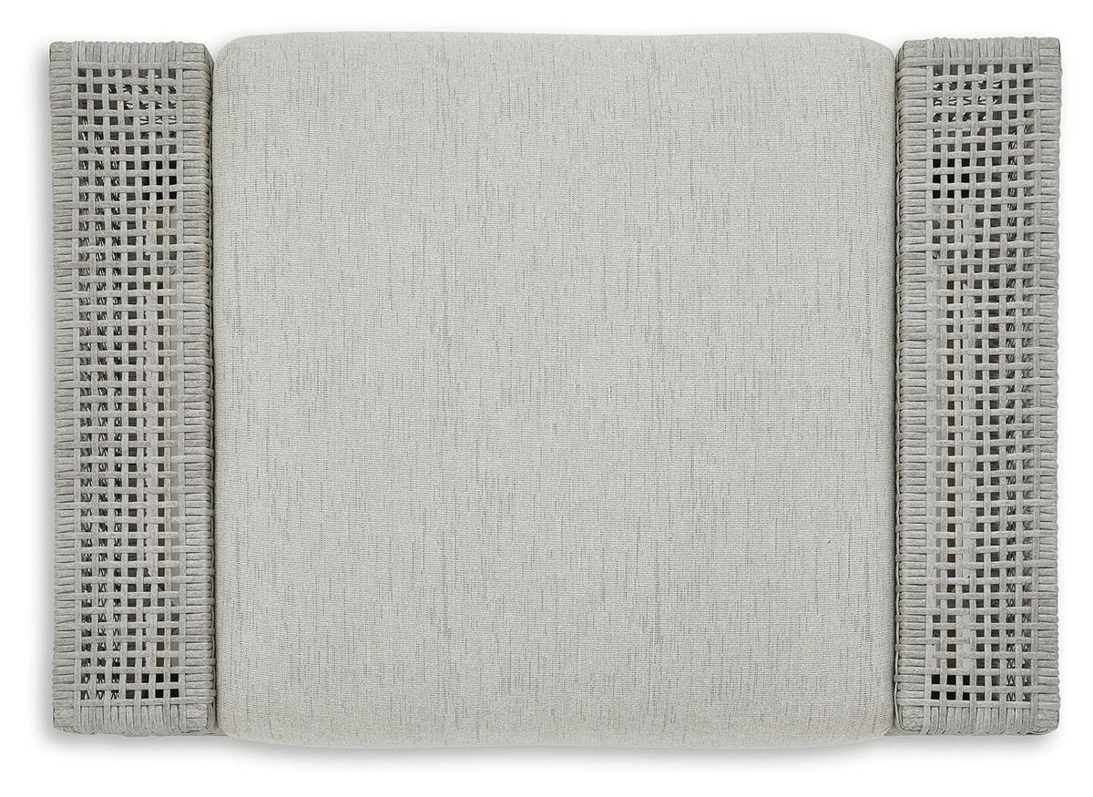 Seton Creek Outdoor Ottoman with Cushion - P798-814 - product view or room setting; only outdoor ottoman included (supplier image 5)