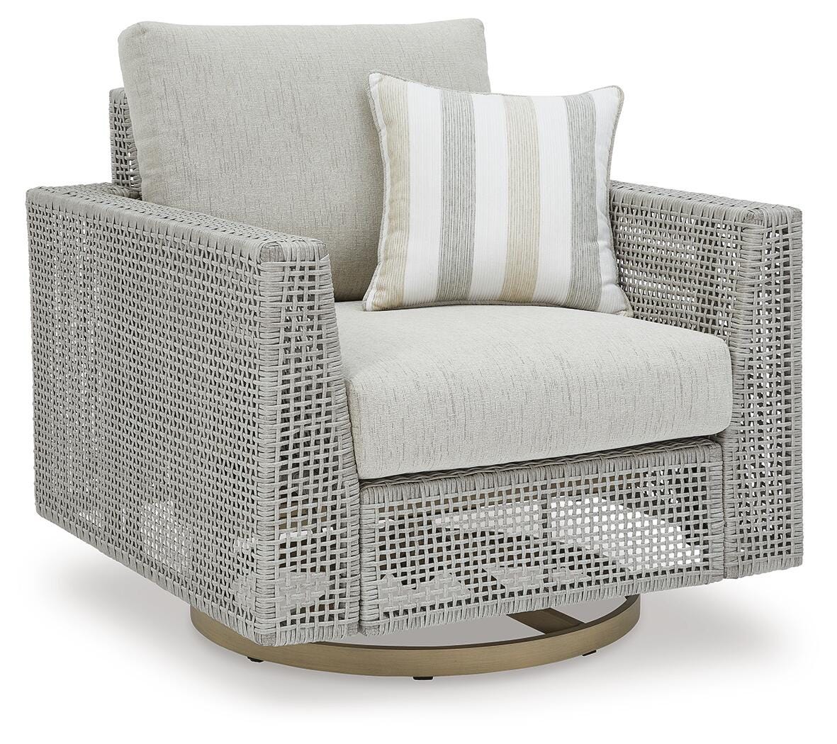 Seton Creek Outdoor Swivel Lounge with Cushion - P798-821 - product view or room setting; only outdoor lounge chair included (supplier image 1)