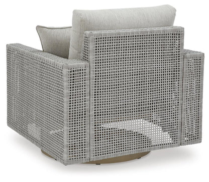 Seton Creek Outdoor Swivel Lounge with Cushion - P798-821 - product view or room setting; only outdoor lounge chair included (supplier image 5)
