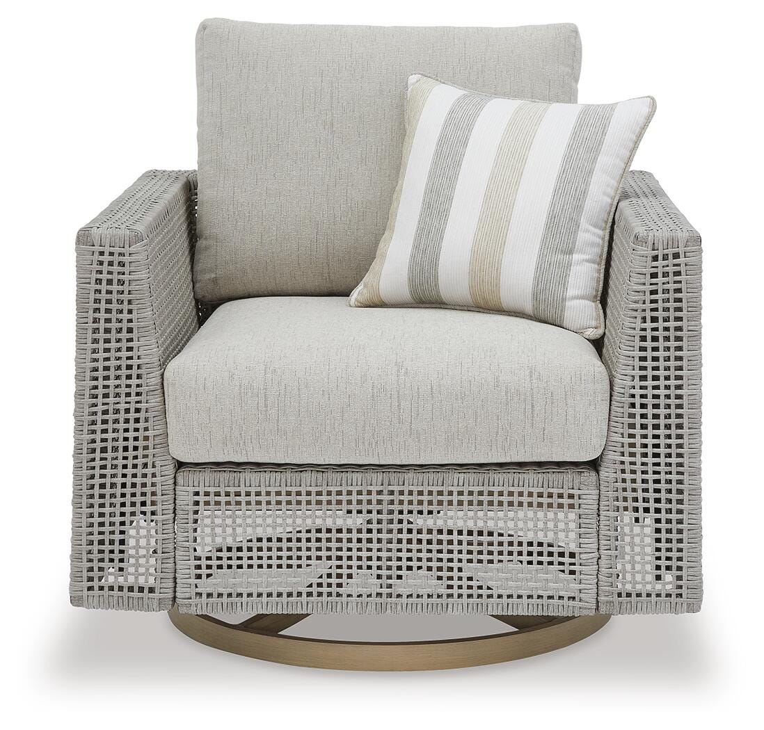 Seton Creek Outdoor Swivel Lounge with Cushion - P798-821 - product view or room setting; only outdoor lounge chair included (supplier image 3)