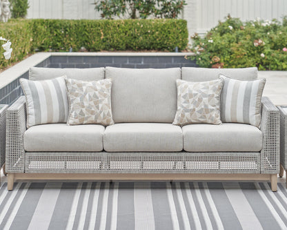 Seton Creek Outdoor Sofa with Cushion - P798-838 - product view or room setting; only outdoor sofa included (supplier image 2)